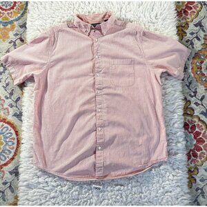 Roundtree & Yorke Shirt Men's XLT Pink/White Striped Short Sleeve Button-Down